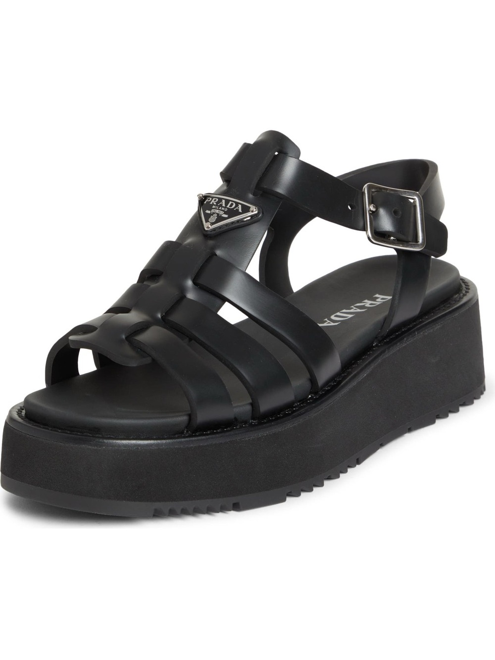 Prada Rubber Cage Platform Sandals in Black NWOB